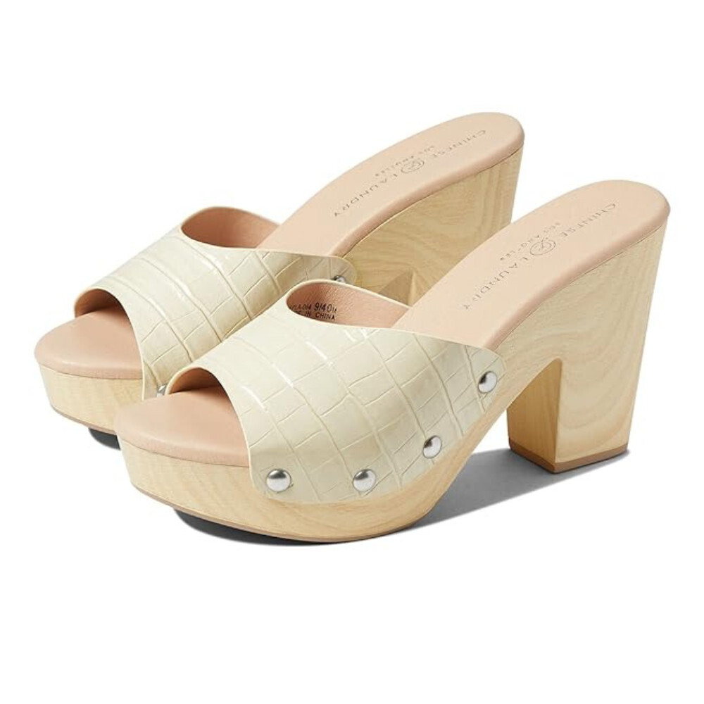 Chinese Laundry Forever Sandals Women's 8.5 Bone Peep Toe Platform Slide ZAP789